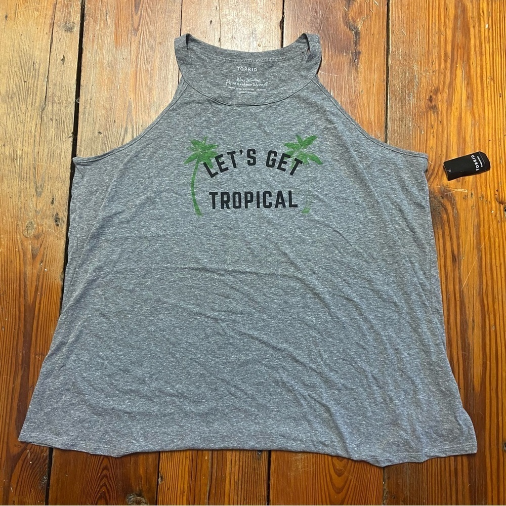 Torrid Gray "Let's Get Tropical" Halter Tank Top